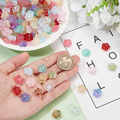 200Pcs 10 Colors Spray Painted Transparent Glass Beads GLAA-PH0003-41-1