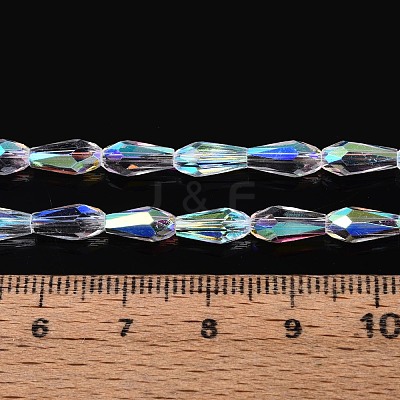 AB Color Plated Transparent Glass Teardrop Beads Strands LS-EGLA-T029-08A-1