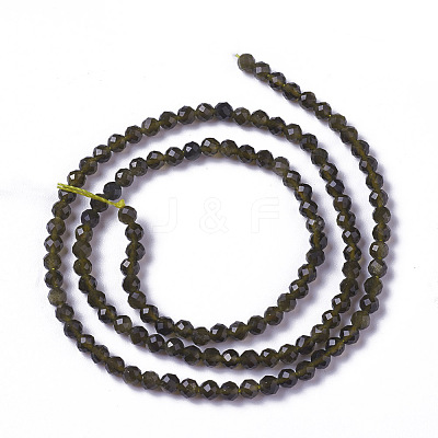 Natural Golden Sheen Obsidian Beads Strands G-F596-17-2mm-1