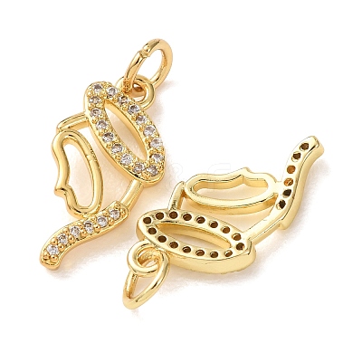 Brass Micro Pave Clear Cubic Zirconia Pendants CU-E003-01G-1