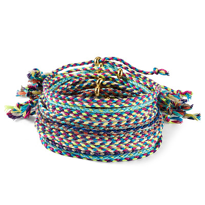 16Pcs 8 Colors Cotton Cord Silder Bracelets BJEW-TAC0059-1