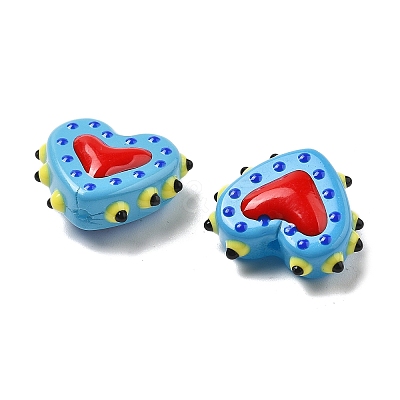 Baking Paint Glass Bumpy Beads Heart LAMP-V001-07B-1