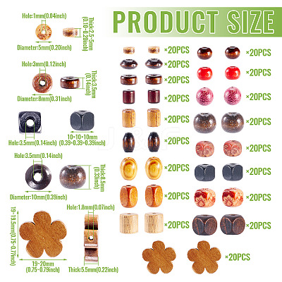360Pcs 18 Styles Wood Beads WOOD-TA0002-75-1