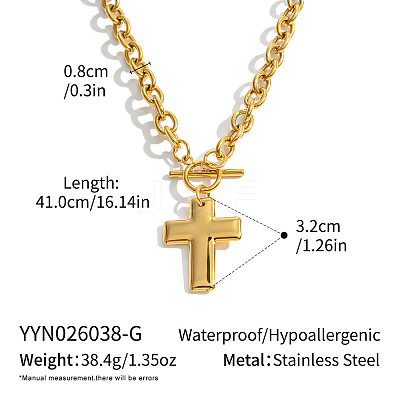 304 Stainless Steel Religion Cross Pendant Necklaces with OT Clasps for Women QD6259-1-1