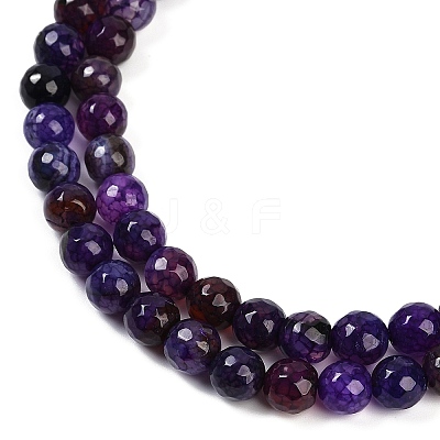 Faceted Natural Crackle Agate Beads Strands G-F447-8mm-G01-01-1