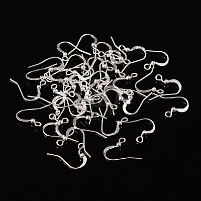 Silver Color Plated Brass Earring Hooks X-KK-Q369-S-1