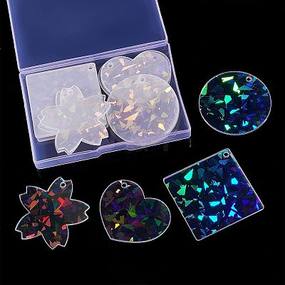 16Pcs 4 Style Transparent Acrylic Pendants FIND-NB0002-58-1