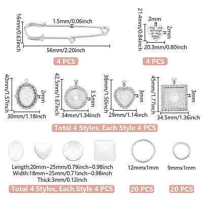 DIY Blank Dome Alloy Glass & Iron Brooch Jewelry Making Kits for Wedding Bouquet Ornaments DIY-UN0006-25-1