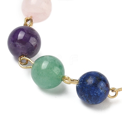 Chakra Natural Mixed Gemstone Connector Charms AJEW-AL0022-1