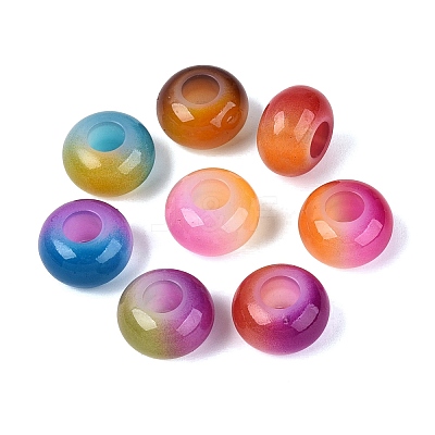 Two Tone Imitation Jelly Acrylic European Beads OACR-Q200-37-1