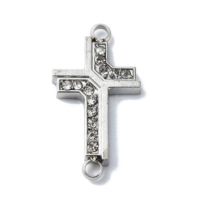 304 Stainless Steel Crystal Rhinestone Connector Charms STAS-Z065-02P-03-1