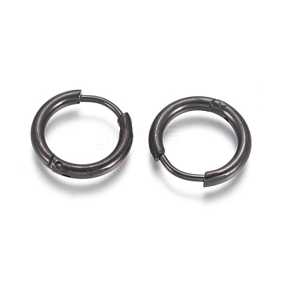 304 Stainless Steel Huggie Hoop Earrings EJEW-F111A-14mm-B-1
