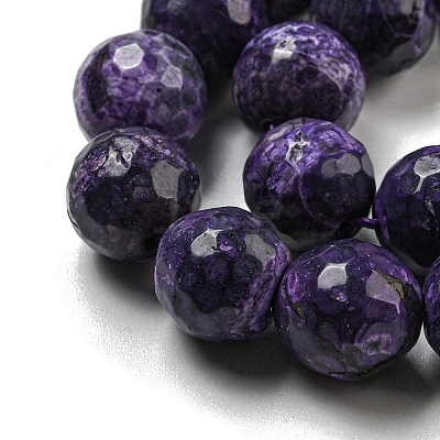 Faceted Natural Fire Crackle Agate Beads Strands G-F447-12mm-J09-1