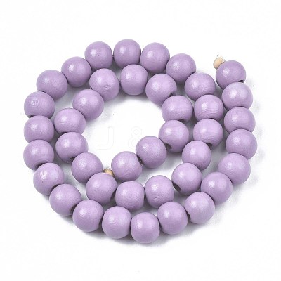 Painted Natural Wood Beads Strands WOOD-S053-54G-1