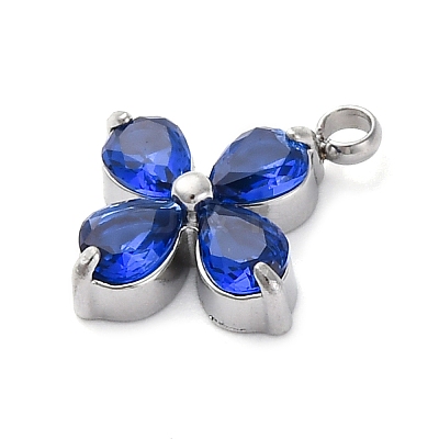 304 Stainless Steel Micro Pave Cubic Zirconia Pendants STAS-U042-06P-03-1