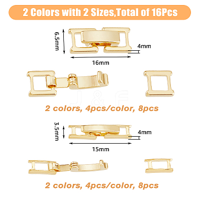 16Pcs 4 Styles Eco-Friendly Brass Watch Band Clasps KK-FH0007-10-1