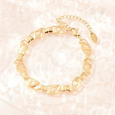 304 Stainless Steel Link Chain Bracelets for Women BJEW-D460-08G-1