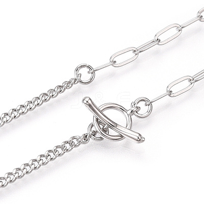 Brass Twist Chain & Paperclip Chain Necklaces NJEW-N054-11P-1