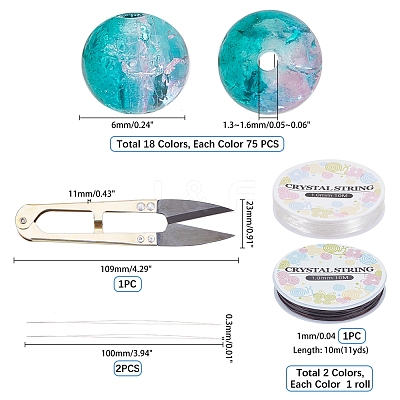 DIY Baking Paint Crackle Glass Beads Stretch Bracelet Making Kits DIY-PH0004-54D-1