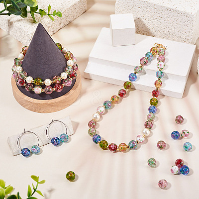 1 Strand Handmade Glod Sand Lampwork Beads Strands LAMP-TA0002-09E-1