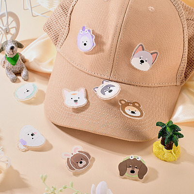 9Pcs 9 Styles Cartoon Dog Acrylic Brooch JEWB-TA0001-38-1