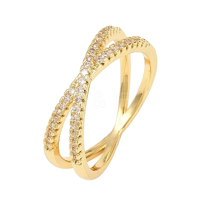 Brass Micro Pave Cubic Zirconia Finger Rings RJEW-D340-01G-05-1