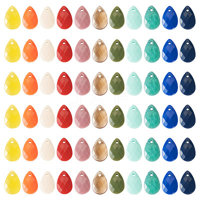 100Pcs 10 Colors Opaque Acrylic Charms MACR-TA0001-86-1