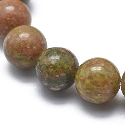 Natural Unakite Bead Stretch Bracelets X-BJEW-K212-A-042-1