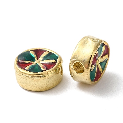 Rack Plating Brass Enamel Beads KK-P276-42G-1