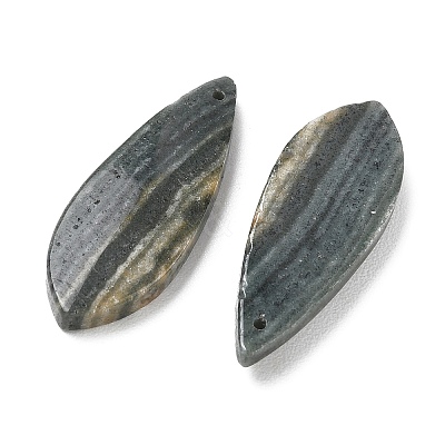 Natural Indian Green Line Jasper Pendants G-Z151-02F-1