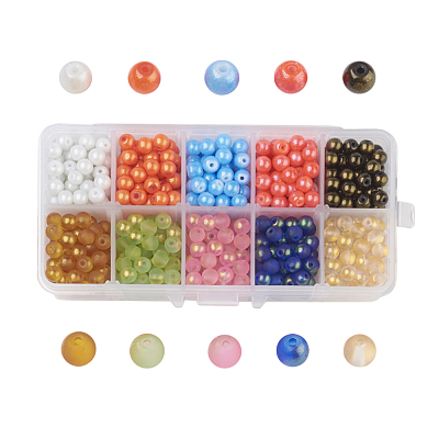 10 Colors Spray Painted Glass Beads DGLA-JP0001-03-6mm-1