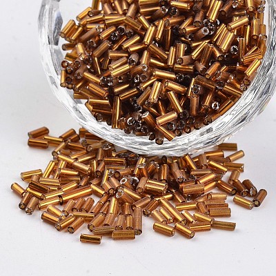Silver Lined Round Hole Glass Bugle Beads SEED-I001-53-1
