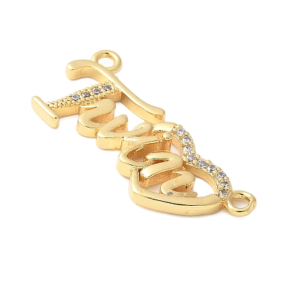 Brass Micro Pave Clear Cubic Zirconia Links KK-D357-03A-G-1