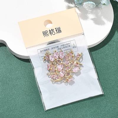 SHEGRACE Brass Pave Cubic Zirconia Oval Connector Charms XGRQ2O174-437B-G-1