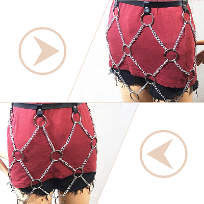 2Pcs 2 Colors Imitation Leather Chain Belt AJEW-WR0002-06-1