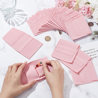 Velvet Jewelry Flap Pouches ABAG-WH0038-43G-1