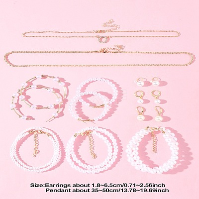 Plastic Imitation Pearl & Shell Pearl Earrings SJEW-FS0001-02-1