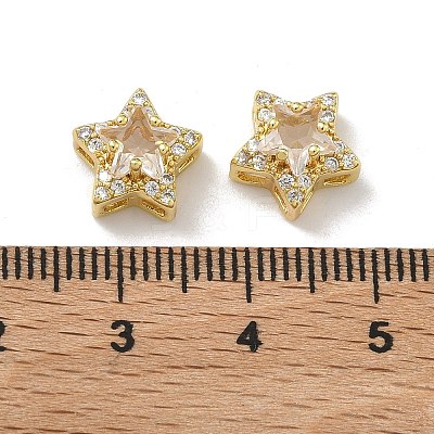 Brass Micro Pave Cubic Zirconia Slide Charms KK-D226-02G-08-1