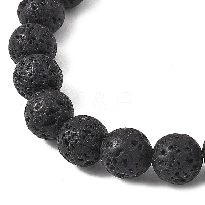 3Pcs Round Natural Lava Rock & Citrine & Lapis Lazuli & Green Aventurine & Amethyst & Madagascar Rose Quartz & Synthetic Turquoise Beads  Stretch Bracelets for Women BJEW-JB12789-1