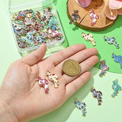 40Pcs 10 Styles Printed Alloy Pendants FIND-CJ0001-96-1