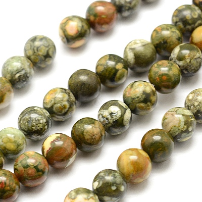 Natural Rhyolite Jasper Bead Strands G-G684-01-8mm-1