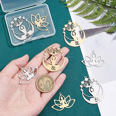 8Pcs 4 Styles 201 Stainless Steel Pendants STAS-UN0033-89-1