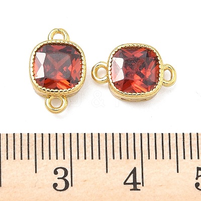 Brass Pave Cubic Zirconia Square Connector Charms KK-P348-06G-07-1