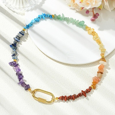 7 Chakra Natural with Synthetic Gemstone Necklaces NJEW-JN06640-1