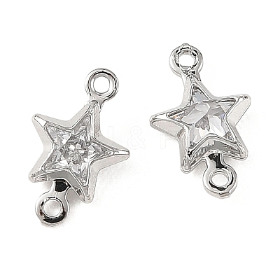 SHEGRACE Brass Pave Cubic Zirconia Star Connector Charms XGRQ2O314-441A-P-1