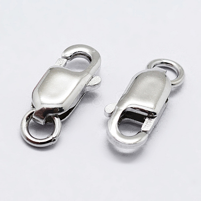 Anti-Tarnish Rhodium Plated 925 Sterling Silver Lobster Claw Clasps STER-K167-075E-P-1
