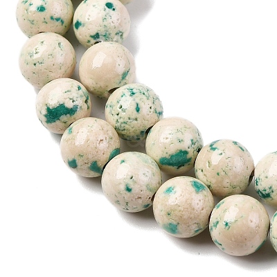 Natural Dyed Marble Beads Strands G-P593-8mm-01-1