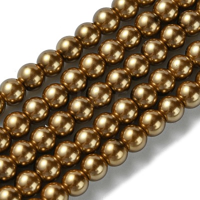 Eco-Friendly Dyed Glass Pearl Beads Strands HY-A008-6mm-RB090-1