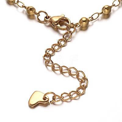 Trendy 304 Stainless Steel Ball Link Chain Bracelets BJEW-E258-19G-1