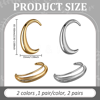 4Pcs 4 Styles C-Shaped Alloy Cuff Earrings EJEW-GO0002-30-1